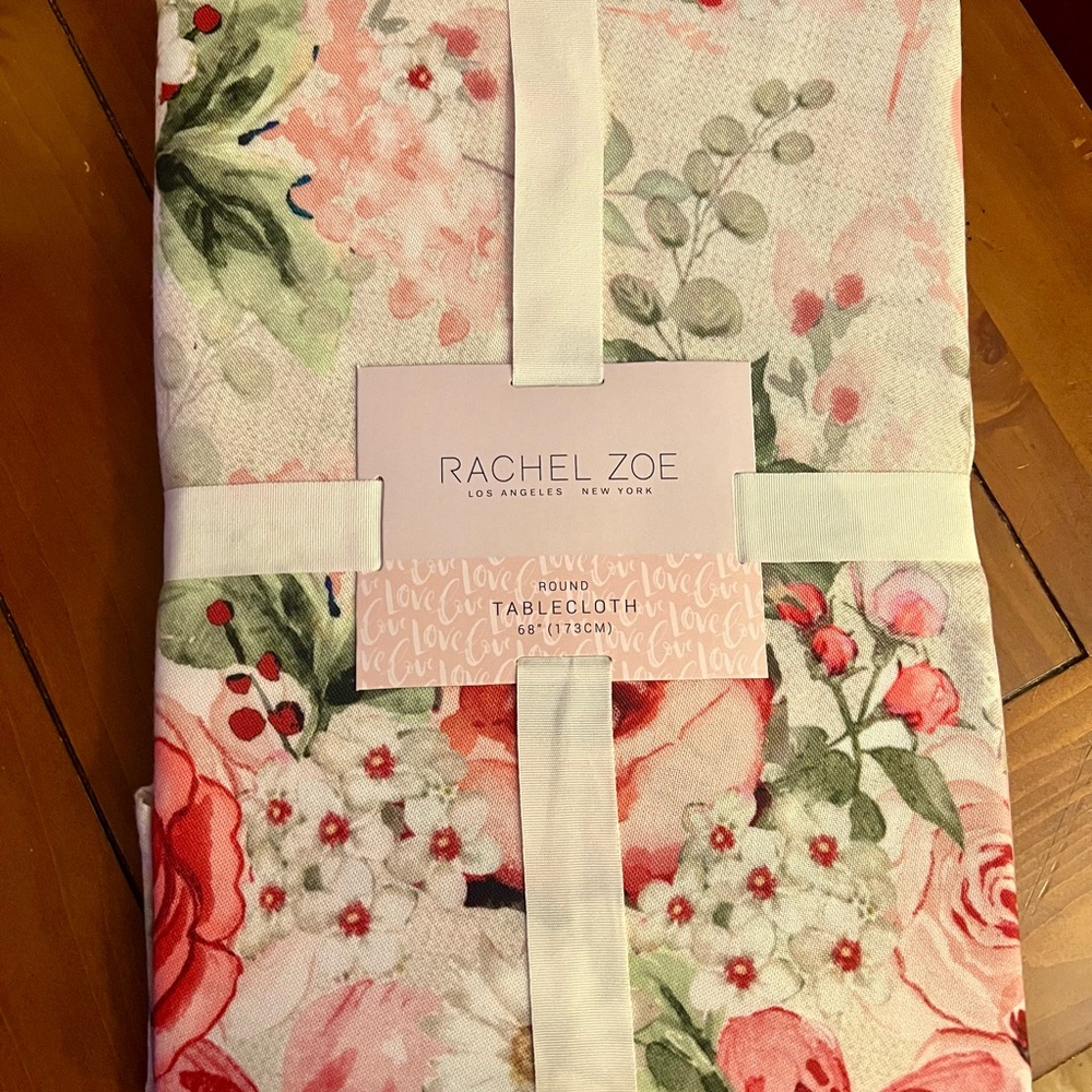 Valentine’s Day Rachel Zoe Floral Round Tablecloth - Red and Green